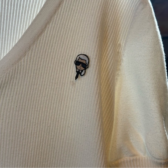 Karl Lagerfeld Cream Short Sleeve Tee - Picture 2 of 10